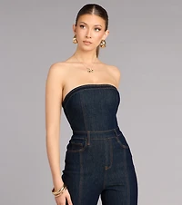 Polished Fit Denim Jumpsuit