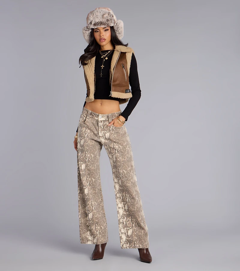 Wild Moves Snake Print Wide-Leg Jeans