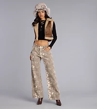 Wild Moves Snake Print Wide-Leg Jeans