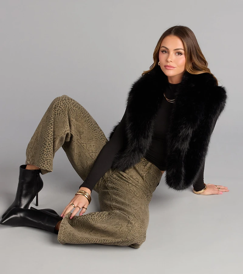 Wild Streak Snake Print Denim Jeans