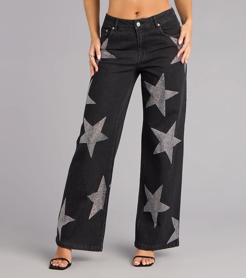Midnight Stardust Rhinestone Denim Jeans