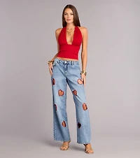 Stitched With Feeling Heart Denim Jeans