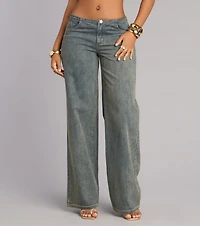 Off Duty Cool Girl Low-Rise Pinstriped Denim Pants