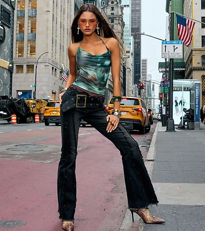 Downtown Edge Frayed Flare Jeans