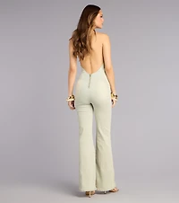 Caught The Vibe Denim Open Back Jumpsuit