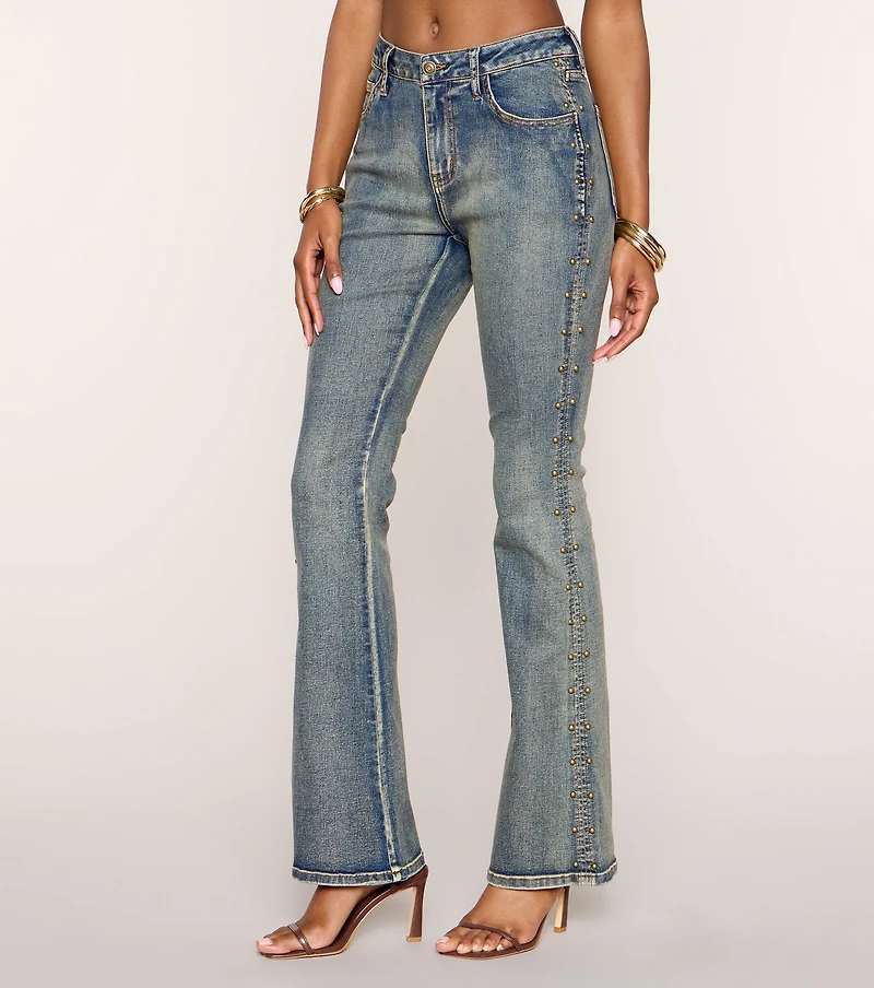 Studded And Snatched Flare Jeans