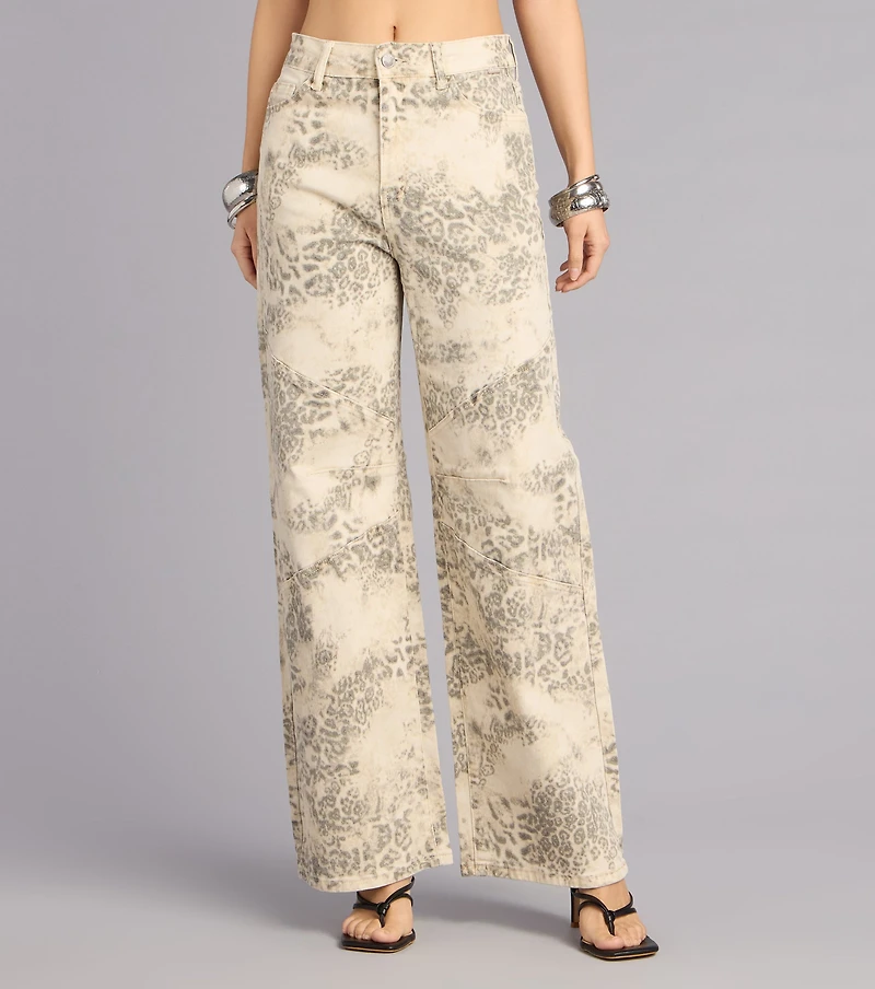 Serving Cool Leopard Print Wide-Leg Jeans