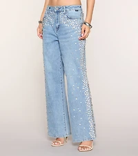 Gem Route Rhinestone Wide-Leg Jeans