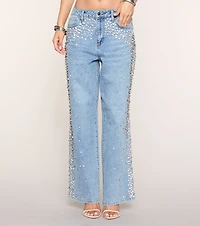 Gem Route Rhinestone Wide-Leg Jeans