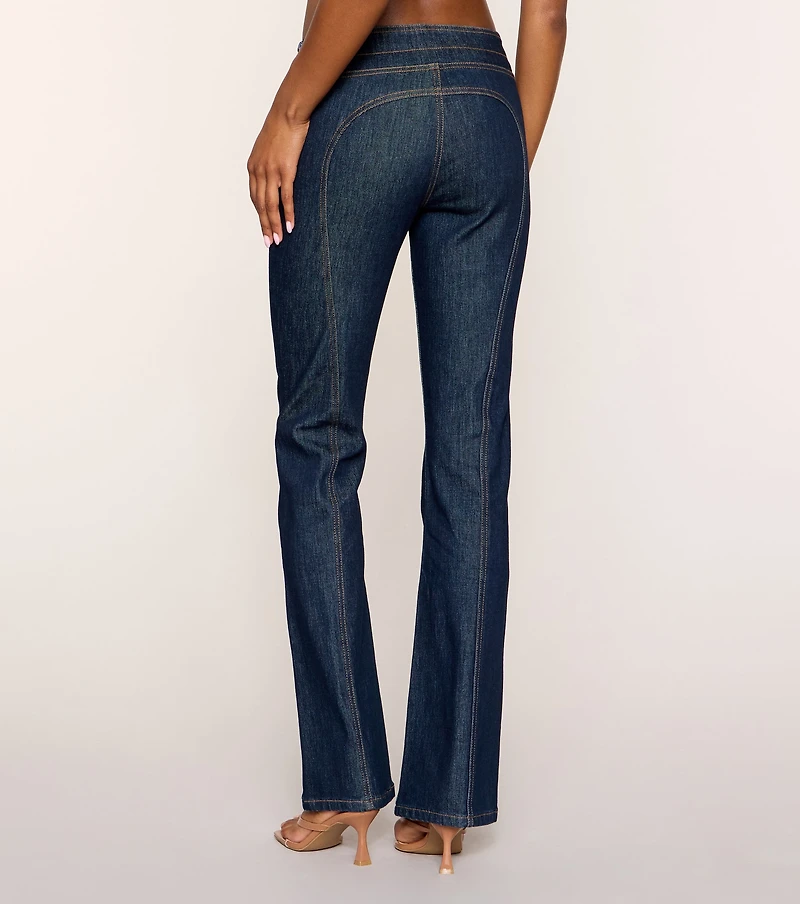 Laced Lace Up Flare Denim Jeans