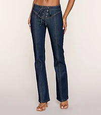 Laced Lace Up Flare Denim Jeans