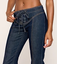Laced Lace Up Flare Denim Jeans