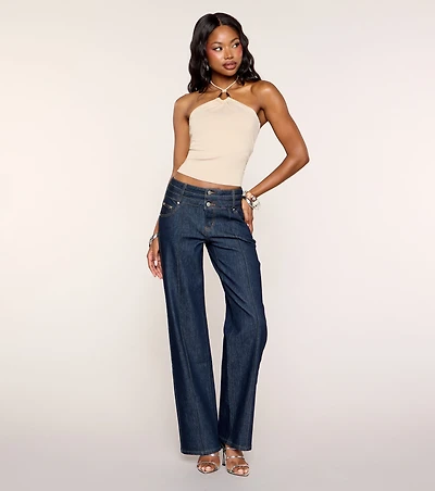 Denim Outline Mid Rise Wide-Leg Jeans