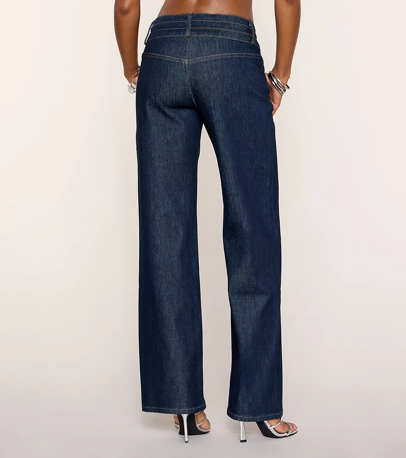 Denim Outline Mid Rise Wide-Leg Jeans
