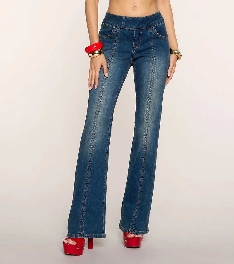 Trendy Vibe Mid-Rise Flare Jeans
