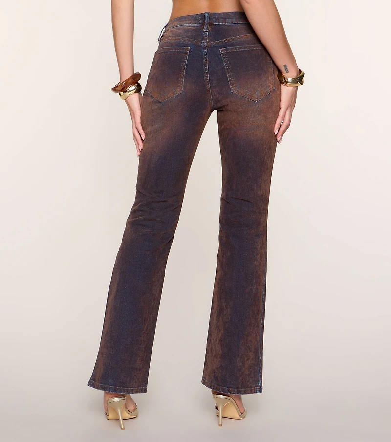 Edge Effect Studded Lace-Up Flare Jeans