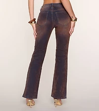 Edge Effect Studded Lace-Up Flare Jeans