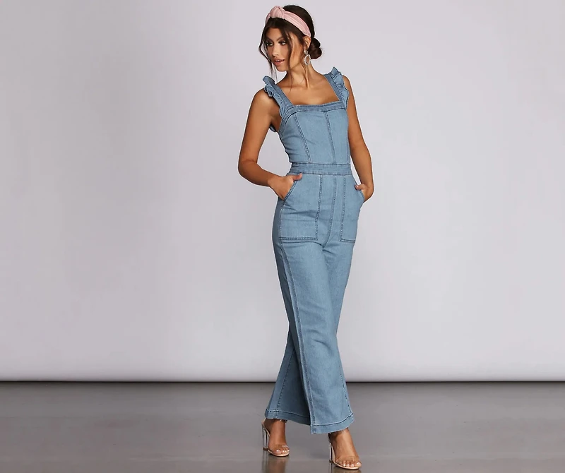 Go Wide Denim Jumpsuit