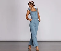 Go Wide Denim Jumpsuit