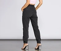 Distressed Denim Joggers