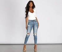 Clara High Rise Distressed Skinny Jeans