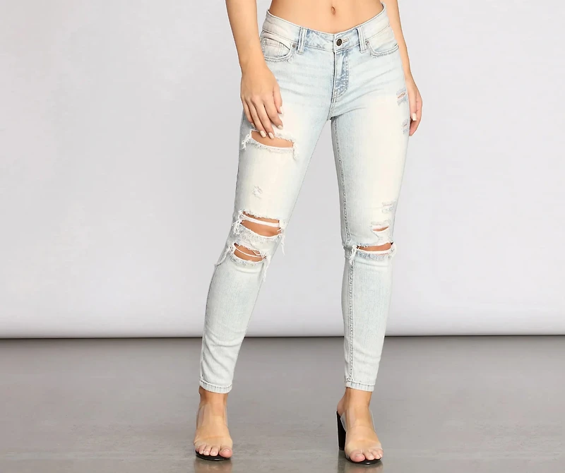 Josie Mid Rise Destructed Jeans
