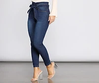 High Rise Paper Bag Skinny Jeans