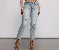 Ally High Rise Destructed Mom Jeans