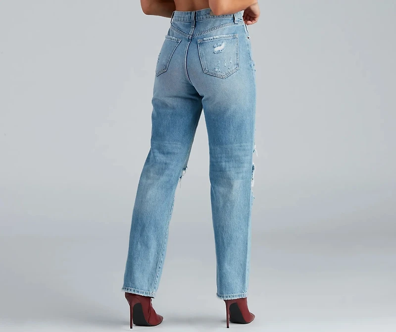 High-Rise Destructed Boyfriend Jeans
