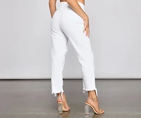 High-Rise Destructed And Frayed Mom Jeans