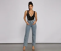 Trendy Asymmetrical High-Rise Boyfriend Jeans