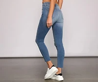 High Rise Button Down Cropped Jeans