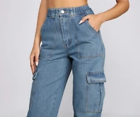High-Rise Cargo Boyfriend Jeans