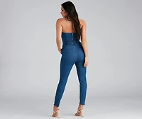 Retro Style Moves Denim Catsuit