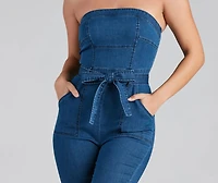Retro Style Moves Denim Catsuit