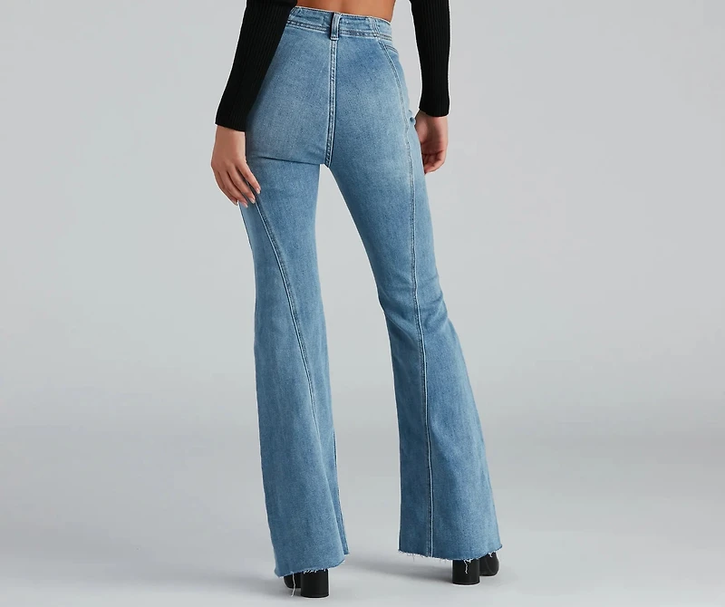 High-Rise Flared Straight-Leg Jeans