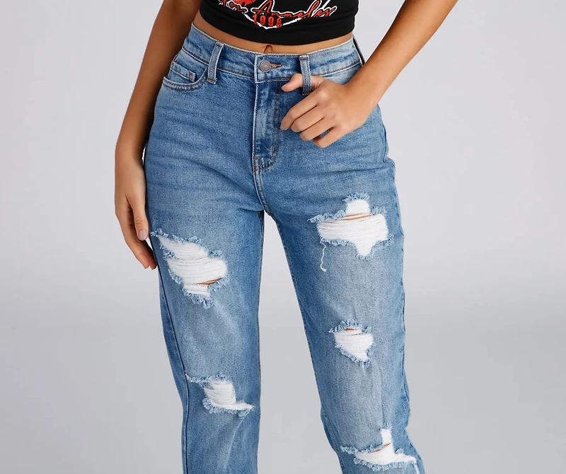 Raise The Bar High Rise Mom Jeans
