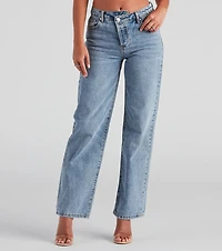 Mid Rise Straight Leg Denim Jeans