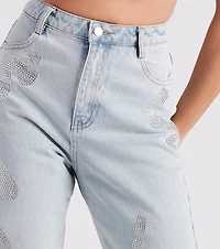 Blinged-Out Rhinestone Straight-Leg Jeans