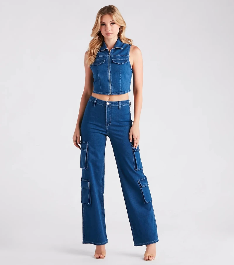 Cutie Charge Wide Leg Denim Pants