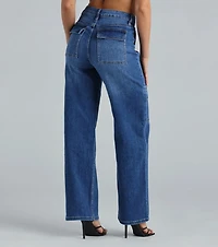 Trish Mid-Rise Cargo Wide-Leg Jeans By Windsor Denim