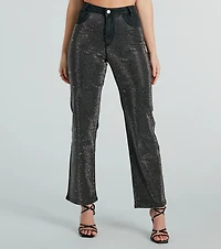 Rockstar Shine Rhinestone Straight-Leg Jeans