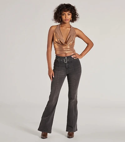Cool-Girl Era Belted Flare-Leg Jeans