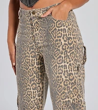 It-Girl Factor Leopard Print Cargo Denim Pants