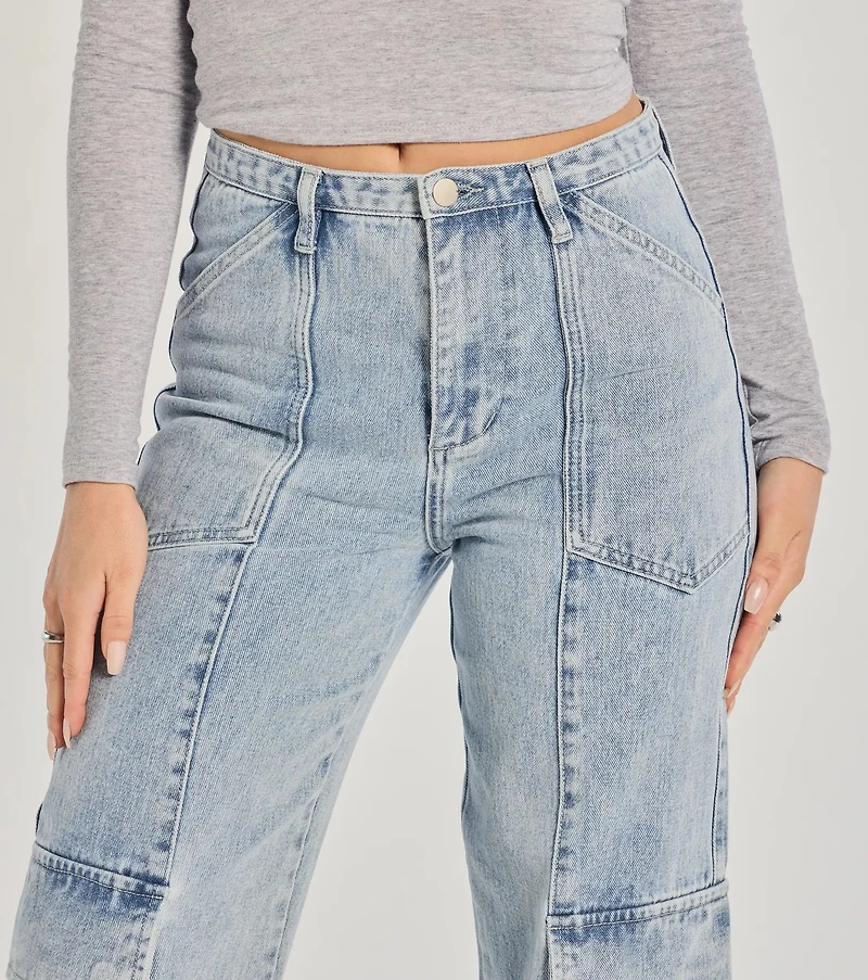 Streetwear Vibe High-Rise Cargo Denim Jeans