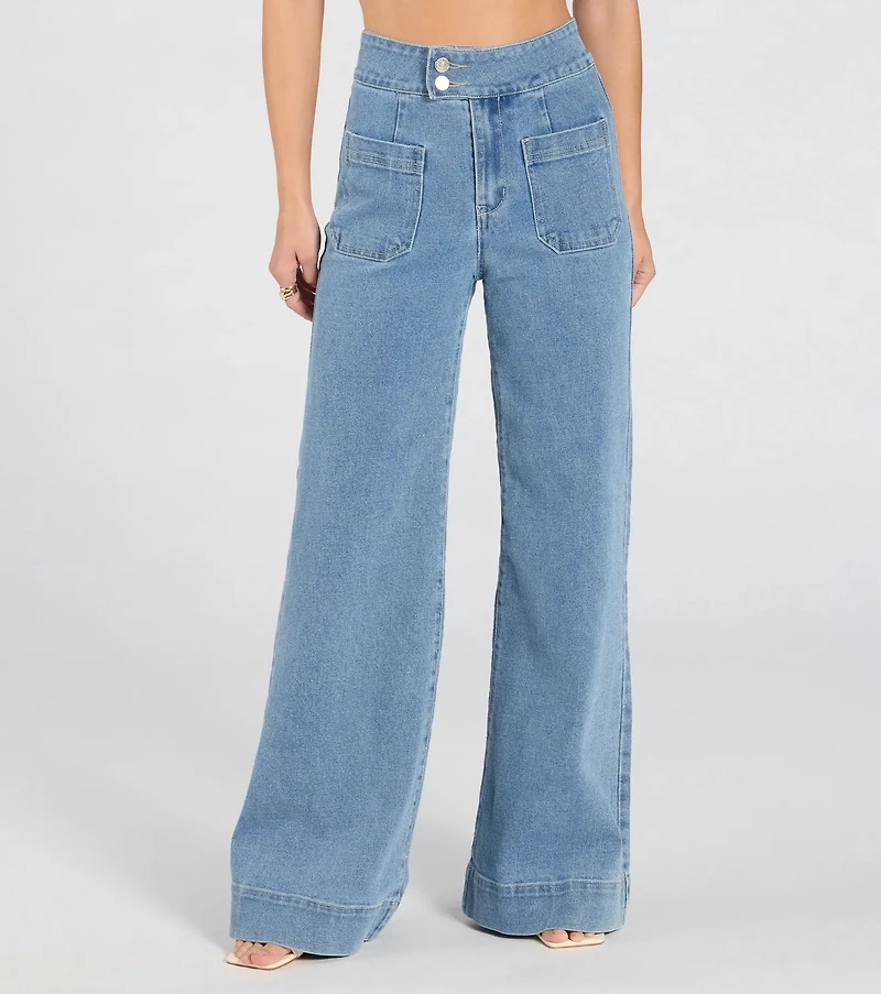 Extra Trendy High Rise Wide Leg Trouser Denim Jeans