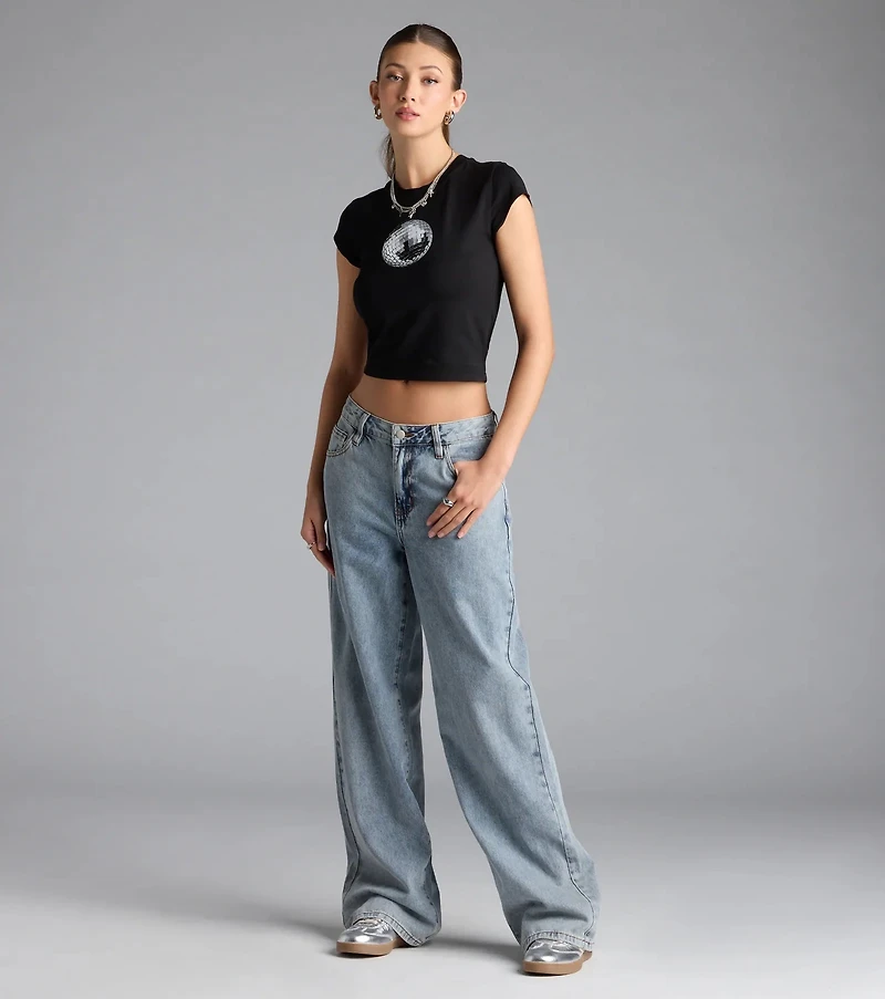 On Trend Mid-Rise Wide-Leg Denim Jeans