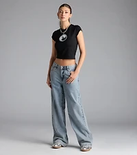 On Trend Mid-Rise Wide-Leg Denim Jeans