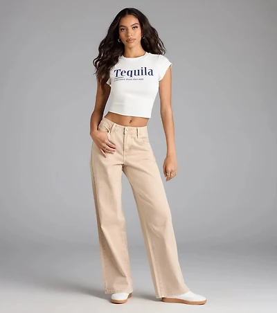 Fresh Vibes Mid-Rise Wide Leg Denim Jeans