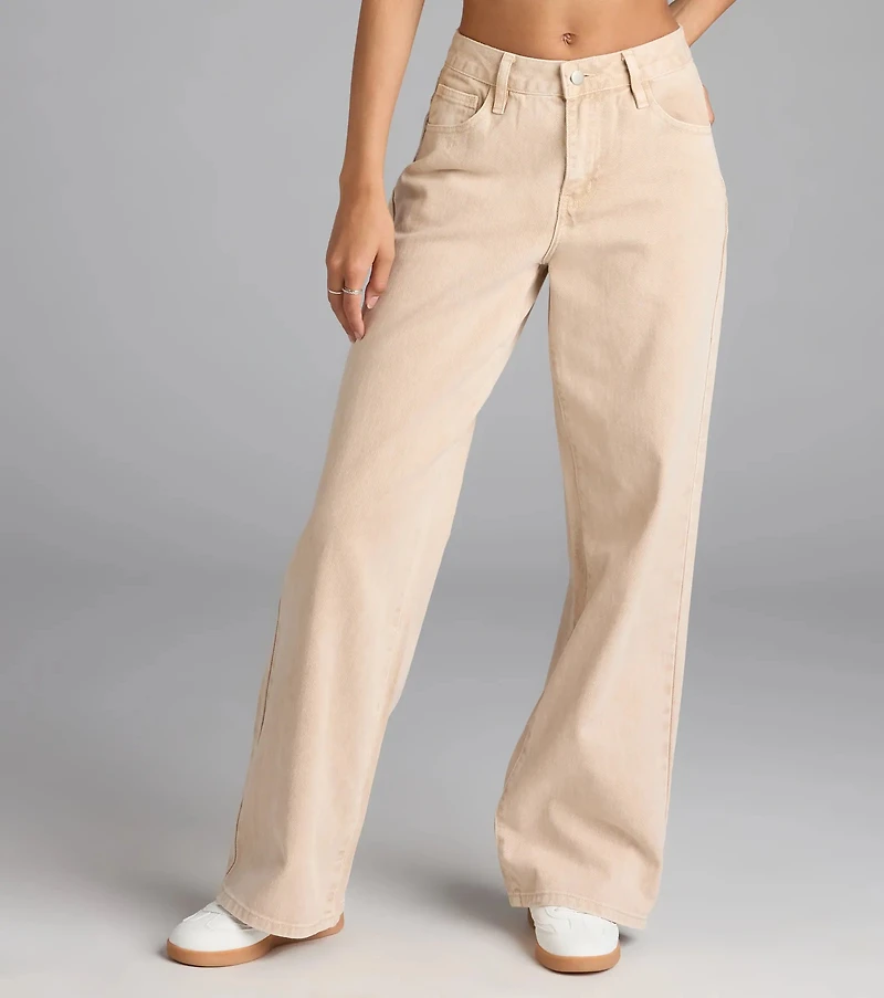 Fresh Vibes Mid-Rise Wide Leg Denim Jeans